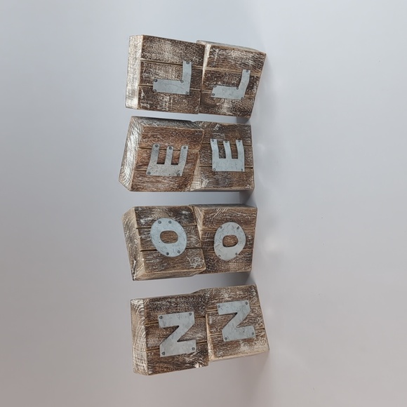 Rustic style wooden Noël sign blocs set of 2 - Picture 2 of 7